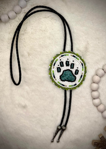 Beaded Bear Paw Bolo Tie